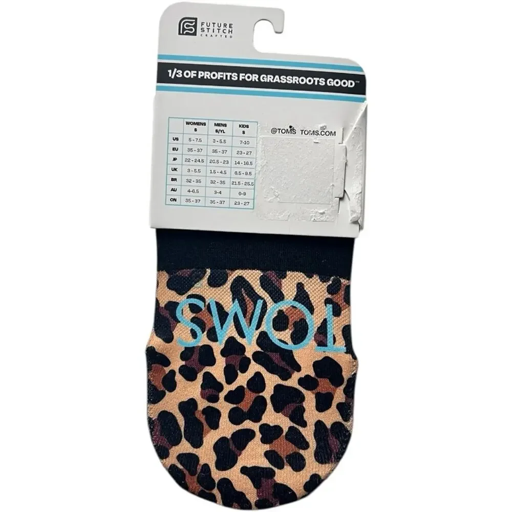 TOMS Animal Print Ultimate  No Show  No Slip Socks Sz S NWT